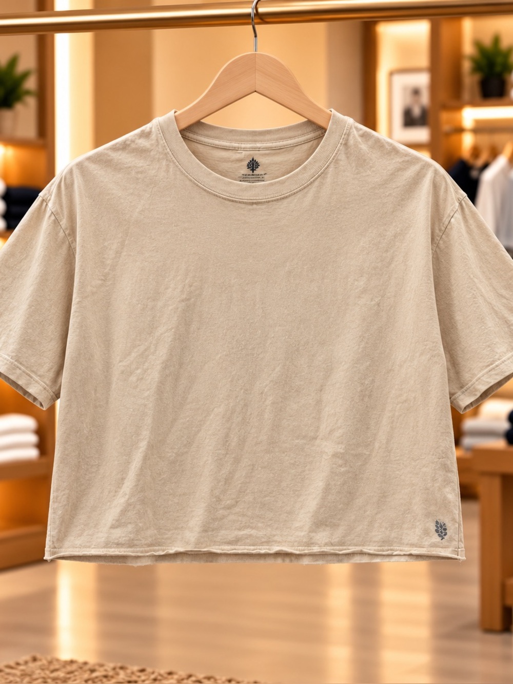 Free People Short Sleeve Tee in Beige Size Small